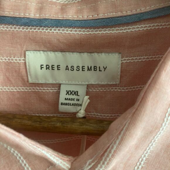 Free Assembly Men's 100% Cotton Dobby Stripe Shirt Short Sleeves Size XXXL - Picture 6 of 8